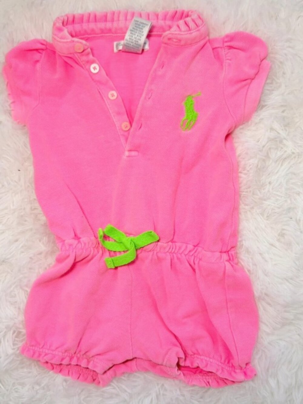 Ralph Lauren Pink Baby Bubble Romper 9M Pony Logo Outfit - Picture 1 of 4